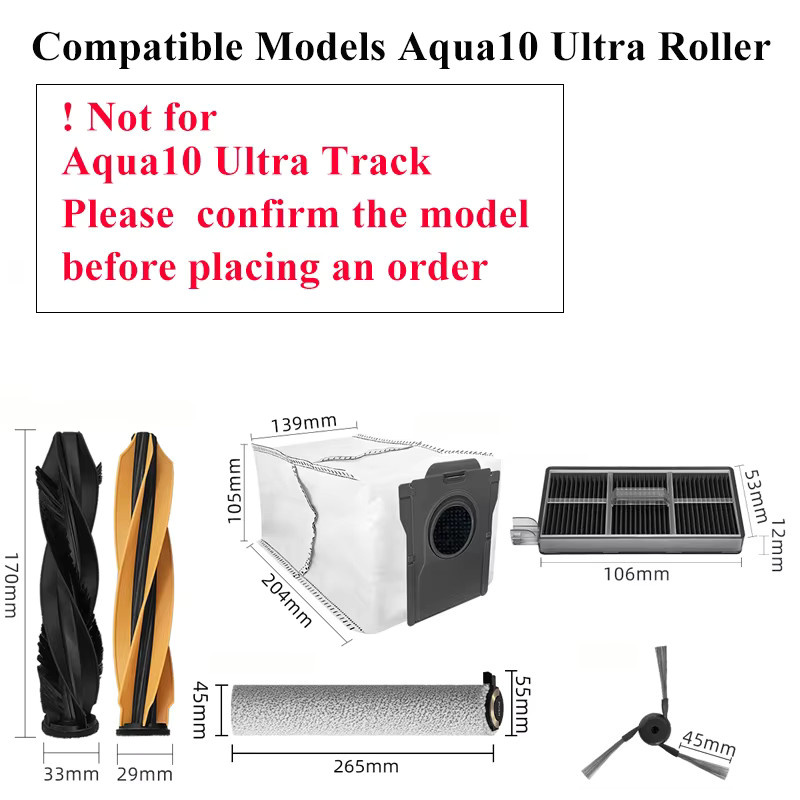 Dreame Ersatzteil-Set für Aqua10 Roller und Aqua 10 Ultra Roller Complete mit Hauptseitenbürsten, Hepa-Filter, Mop Pad und Stoffbeutel - Bild 1
