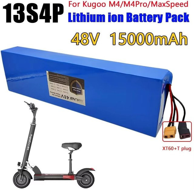Kugoo Lithium-Ionen-Akkupack 48V 15Ah 15000mAh für Elektroroller M4 M4Pro MaxSpeed mit XT60 Anschluss in Blau - Bild 1
