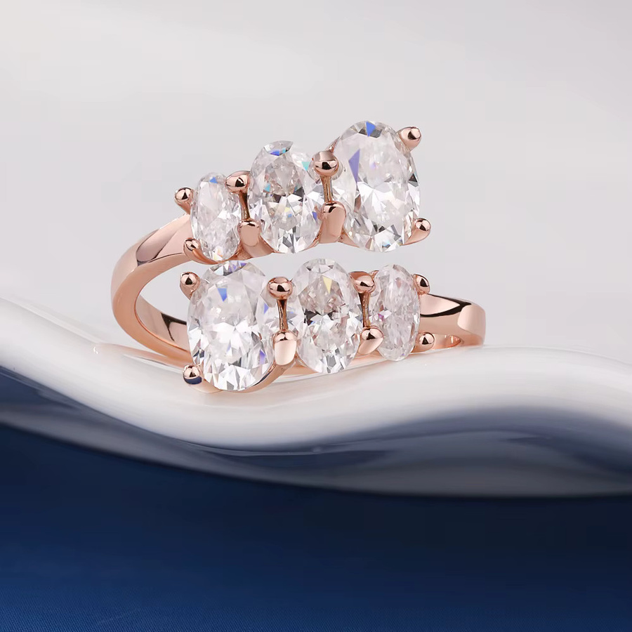 Houtros Verlobungsring, 925 Silber, 18 Karat vergoldet, Moissanit-Diamant, Damen - Bild 2