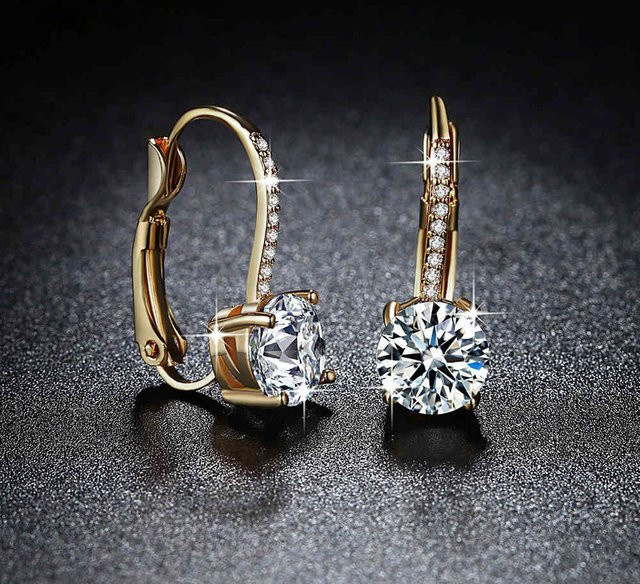 YAAMELI Ohrringe, 925 Sterling Silber, Gold Farbe, Kristall, Damen - Bild 1