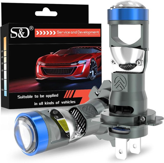2 Stück H7 LED-Projektorlinsen-Scheinwerferlampen mit 20000 lm und 50 W, 6000 K Weiß, Plug & Play Mini-Objektiv für dein Auto - Bild 1