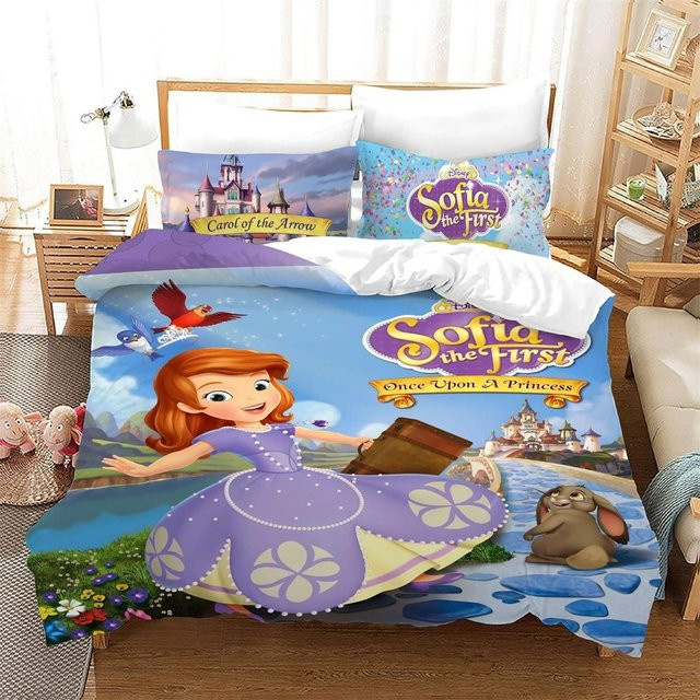 Allbestart 3D Prinzessin Sofia Bettwäsche-Set aus Mikrofaser, mehrfarbig, mit Reißverschluss, B/H: 225 x 225 cm - Bild 1