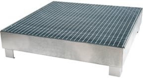 STIER Auffangwanne verzinkt für 4x200l Fässer, Farbe: Silber, B/T/H: 120 x 120 x 29 cm - Bild 1