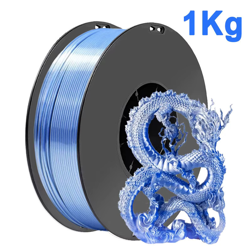 Zweifarbiges PLA-Seiden-Filament für 3D-Drucker in Blau und Silber, Durchmesser: 1,75 mm - Bild 2