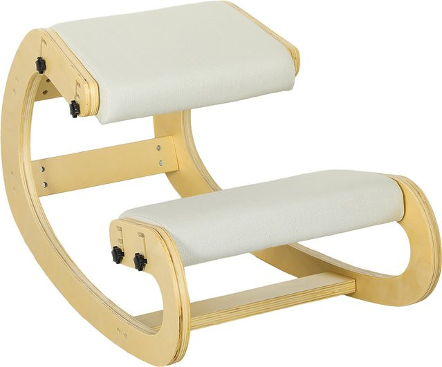 HOMCOM Ergonomischer Kniestuhl mit 6 verstellbaren Einstellungen und Holzbasis in Cremeweiß - Bild 1