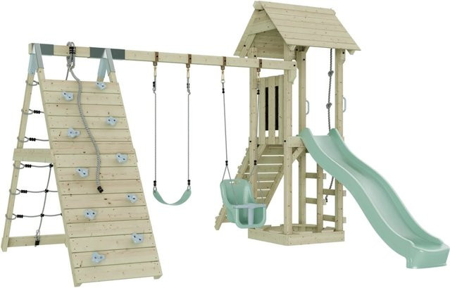 OutdoorToys Spielturm Kiruna mit Babyschaukel in Mintgrün - Bild 1