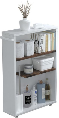 VCM Midischrank Nilari als schmaler Badschrank mit offenen Fächern und Rollen, Weiß, B/T/H: 61 x 20 x 45 cm