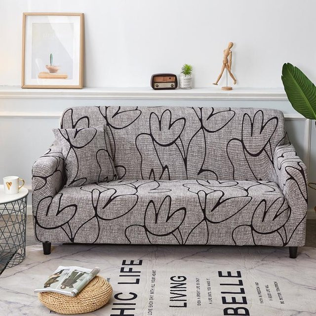 Bestbags Geometrischer Sofabezug in Grau, elastischer Stretch-Bezug mit modernem Grafik-Design für Wohnzimmermöbel, Breite: 90-140 cm - Bild 1