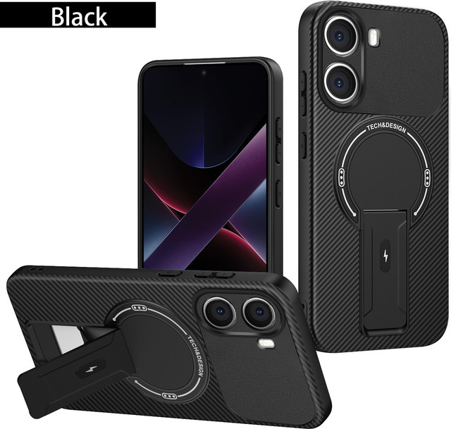 Xiaomi Handyhülle für Redmi Poco F7, POCO M7 Plus und Poco M7 4G mit magnetischer Halterung und Schutz-Rückabdeckung in Schwarz oder Lila - Bild 1