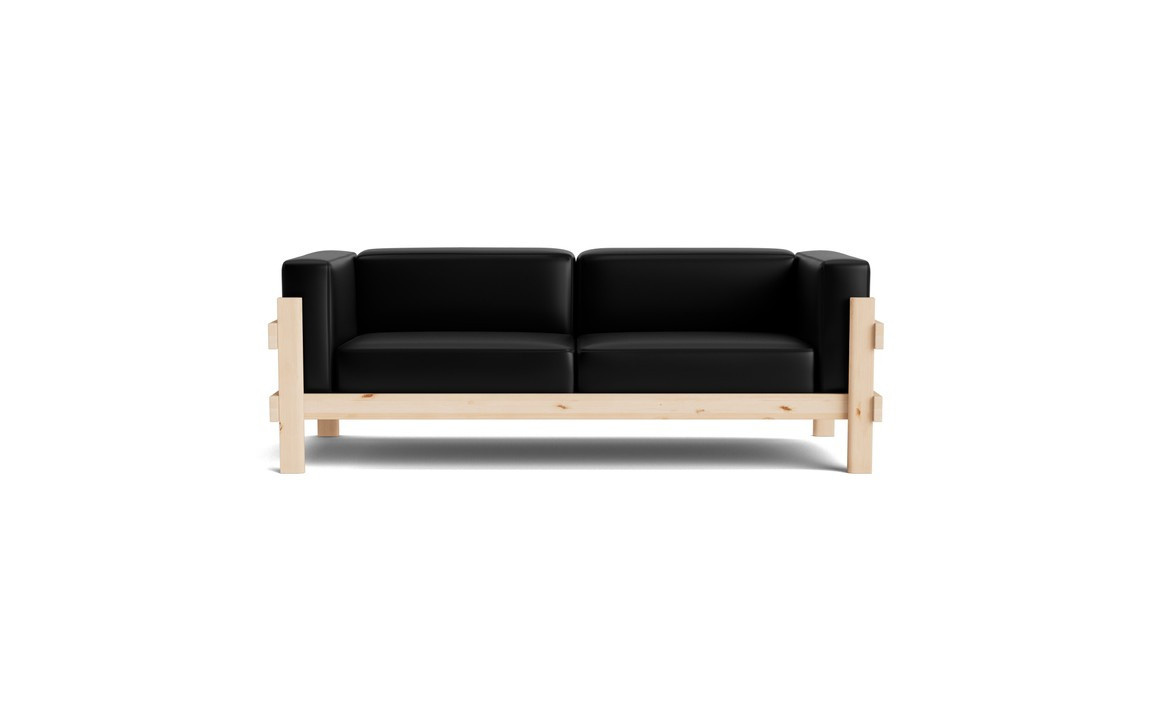 Normann Copenhagen Kube 3-Sitzer Sofa aus Leder in Gelb und Schwarz mit Massivholzrahmen im Mid-Century Design - Bild 2