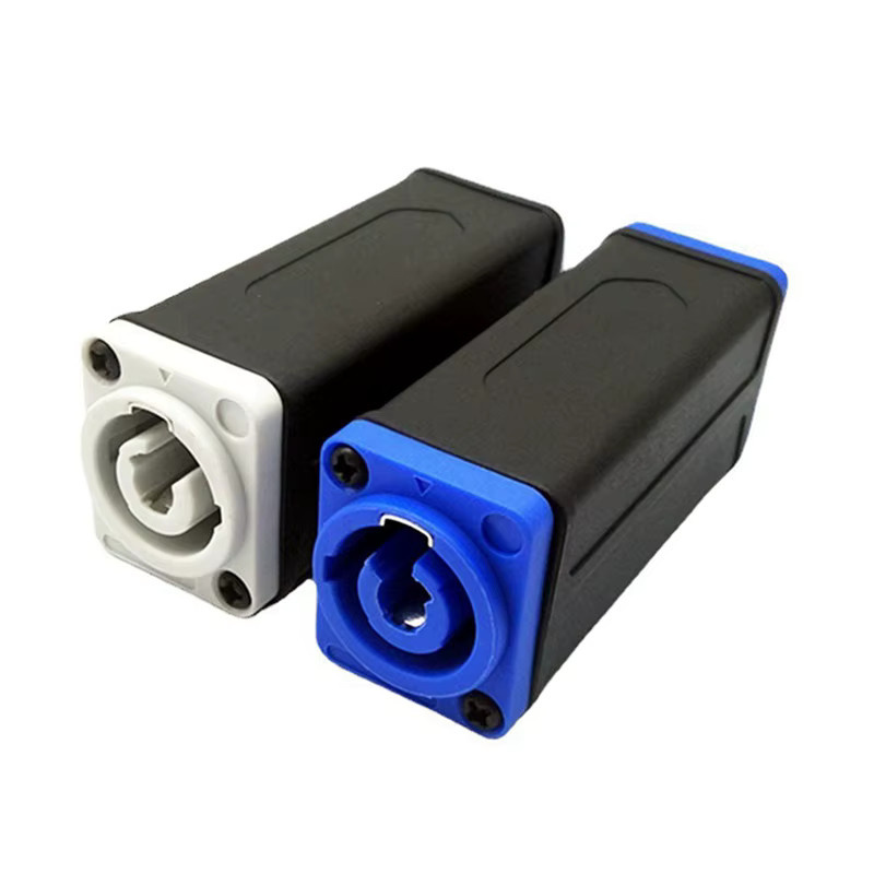 4er Set LED Powercon AC Koppler Adapter Extender Stecker Speakon Panel Mount in Blau und Weiß - Bild 2