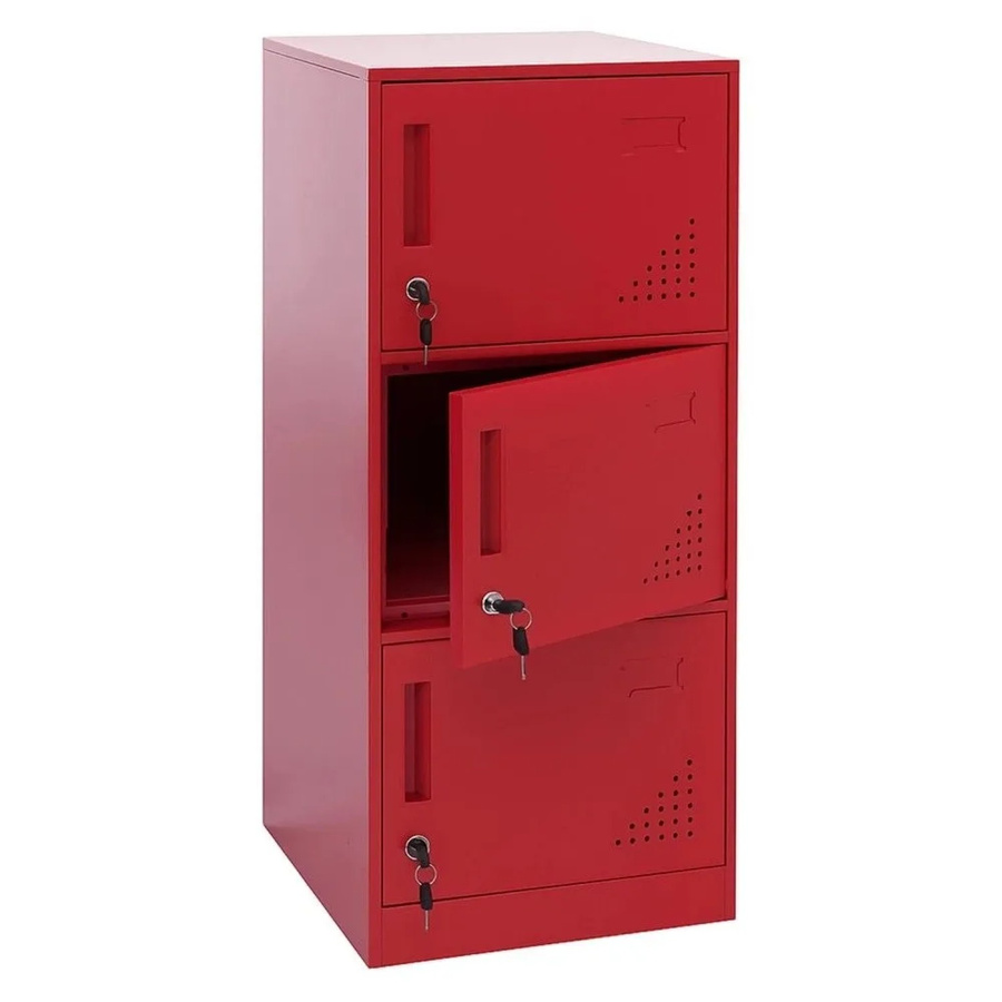 MCW Spind MCW-P63 Wertfachschrank aus Stahl mit 3 Türen in Rot, B/T/H: 90 x 38 x 45 cm - Bild 2