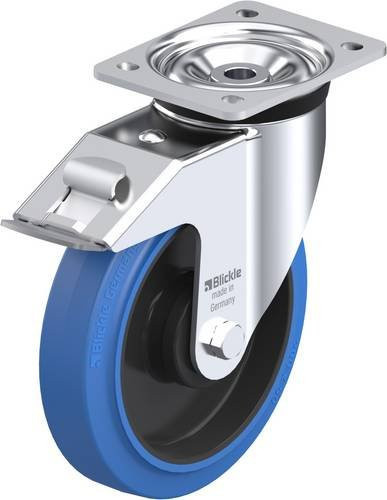 Blickle Lenkrolle LK-POEV 200KA-FI-SB mit Feststeller in Schwarz-Blau aus Stahl, Rad-Durchmesser: 200 mm, Tragfähigkeit: 500 kg - Bild 1