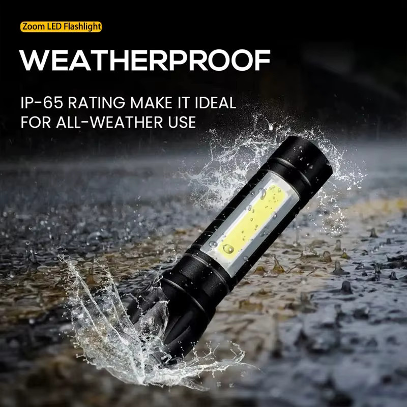 ESMARTER LED-Taschenlampe mit Zoom und 3 Beleuchtungsmodi, wiederaufladbare Mini-Taschenlampe und Laterne in Schwarz - Bild 6