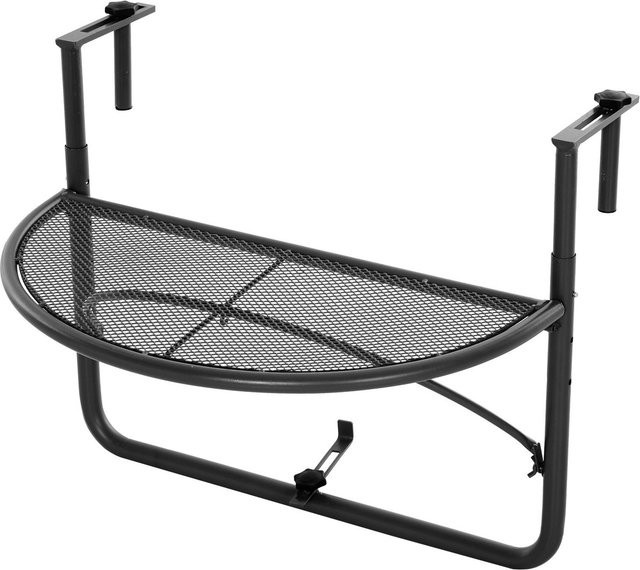 Outsunny Balkonhängetisch halbrund aus Metall in Schwarz, höhenverstellbar, Durchmesser: 30 cm - Bild 1