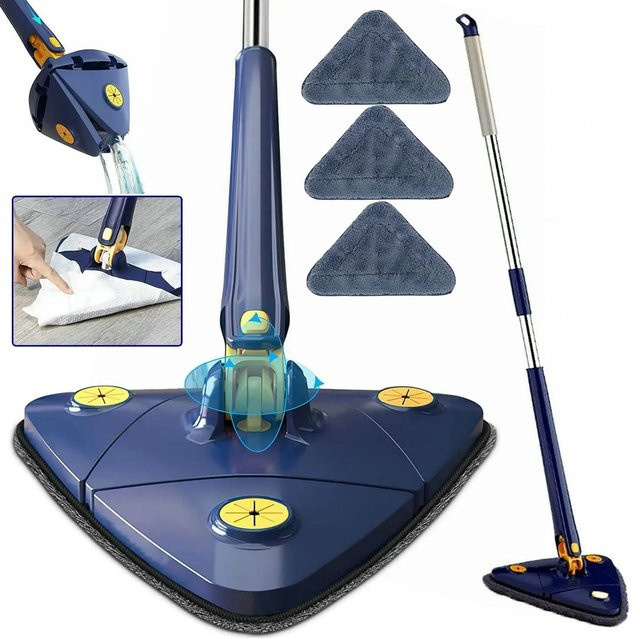 Untior Dreiecksmopp mit 360-Grad-Twist-Wringer und Microfaser in Blau - Bild 1