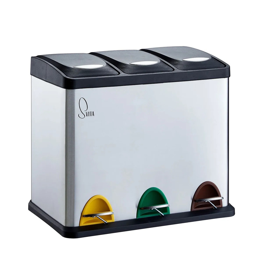 Svita TC3X8 Treteimer aus Edelstahl in Silber mit 24 l Fassungsvermögen und herausnehmbarem Inneneimer - Bild 2