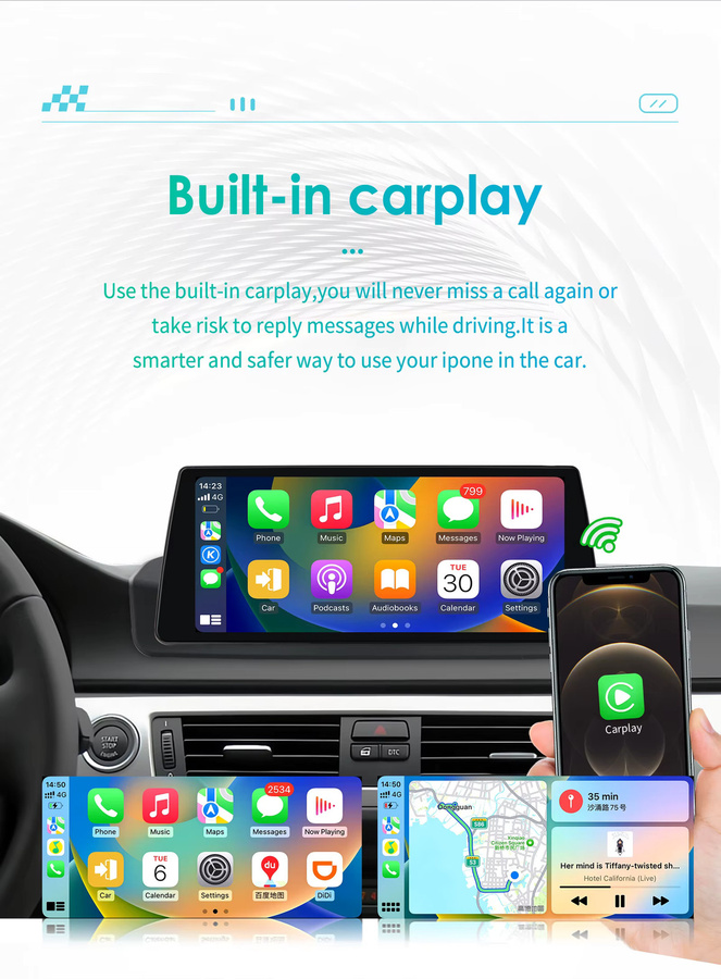 OSSURET 2-DIN Android Autoradio für BMW 3er E90 (2005-2012) mit 10,25 Zoll Display, Multimedia-GPS-Player, kabellosem CarPlay, Android Auto, 4G, DSP, Bluetooth und 360°-Kamera in Schwarz - Bild 3