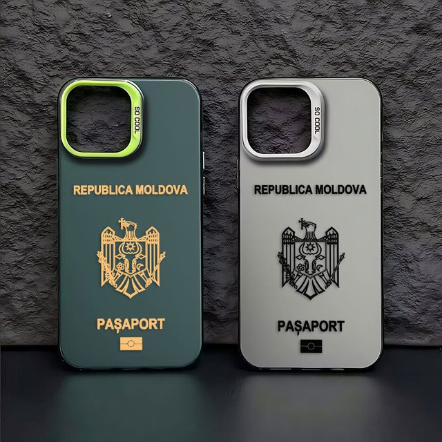 Potdemiel Handyhülle im Moldawien Reisepass Design für iPhone 16 15 14 13 12 11 Pro Max und weitere Modelle, Matte Rückseite mit Schutzfunktion - Bild 1