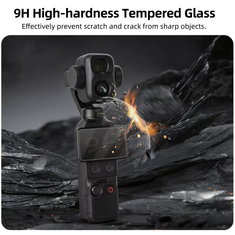 DJI Osmo Pocket 4 Pro Displayschutz aus gehärtetem Glas mit 9H Härtegrad, transparent, kratzfest und anti-fingerabdruck - Bild 4