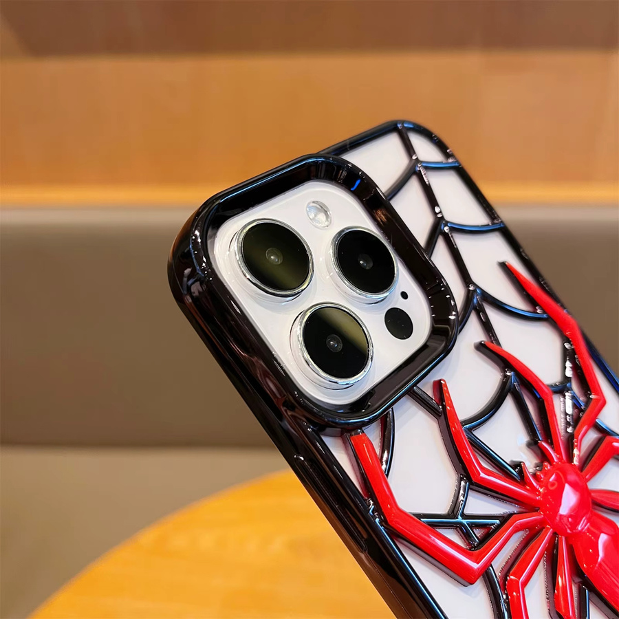 szHAIyu 3D-Hohlspinne Schutzhülle aus galvanisiertem TPU für iPhone 11 bis 16 Pro Max in Silber und Multicolour - Bild 3