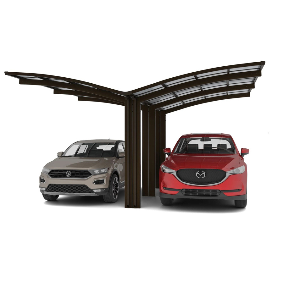 Ximax Doppelcarport Portoforte-110 Y-Ausführung in Braun mit Regenrinne, Breite: 543 cm, Tiefe: 495,4 cm - Bild 2