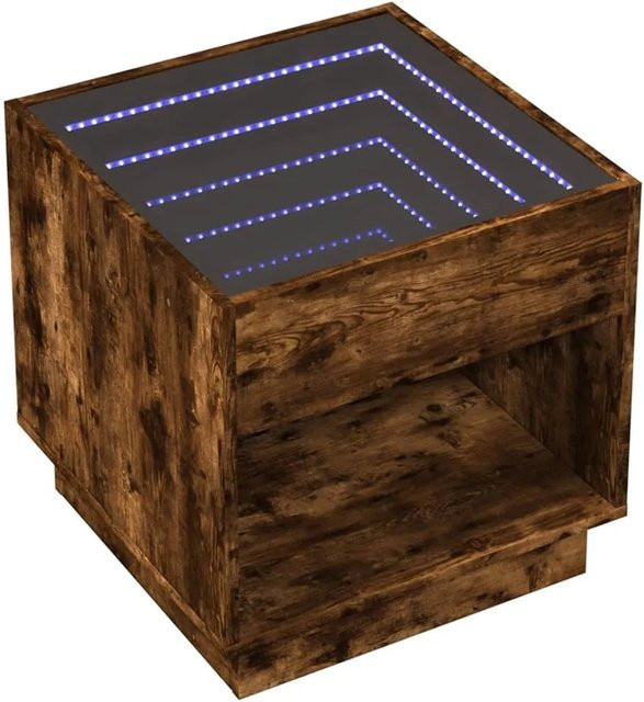 vidaXL Nachttisch mit Infinity-LED Beleuchtung in Räuchereiche, B/T/H: 50 x 50 x 50 cm - Bild 1