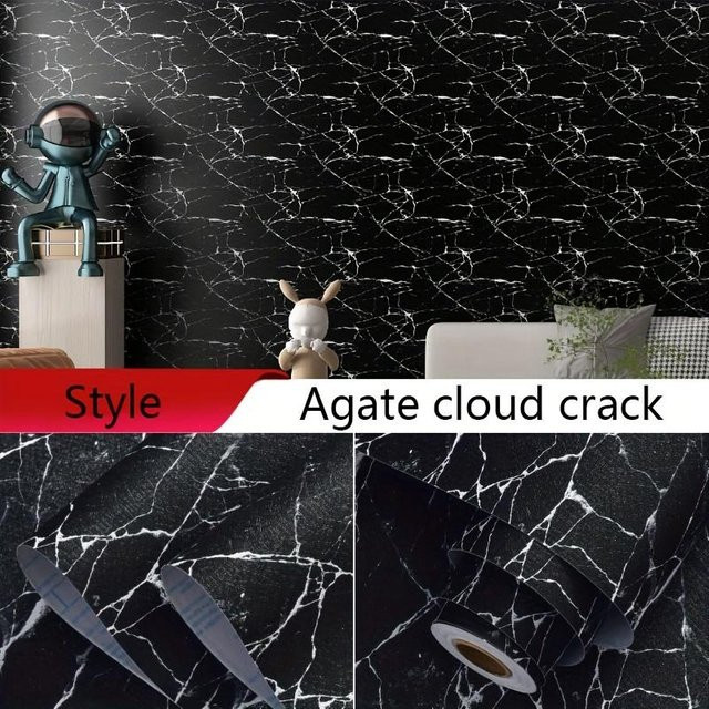 Wasserfeste Agate Cloud Crack Tapete von SZ-Damai in Grau, B: 45 cm, L: 300 cm - Bild 1