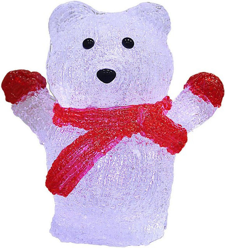 Deuba LED Acryl Eisbär Weihnachtsdekoration für Innen und Außen in Rot, Weiß und Schwarz, Höhe: 18.5 cm, Breite: 10 cm, Tiefe: 10 cm - Bild 1