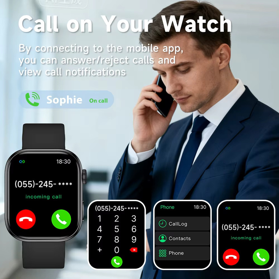 SIMSONLAB Smartwatch, 2,01 Zoll, Schwarz, Silikon, Unisex - Bild 2