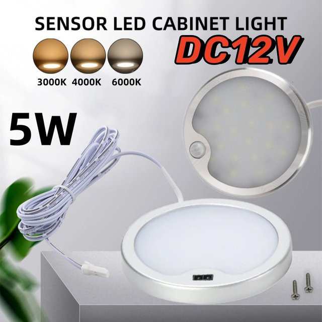 GAHADA LED Unterschrank Beleuchtung mit PIR Bewegungssensor, 5W, DC12V, Silber, 2m Anschlusskabel - Bild 1