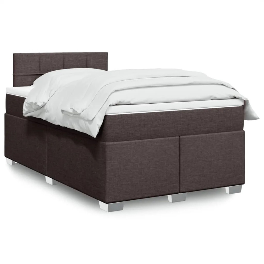 vidaXL Boxspringbett mit Matratze Dunkelbraun B: 120 cm, T: 200 cm, Hybrid-Konstruktion mit Taschenfederkern und USB-Ladeport - Bild 2