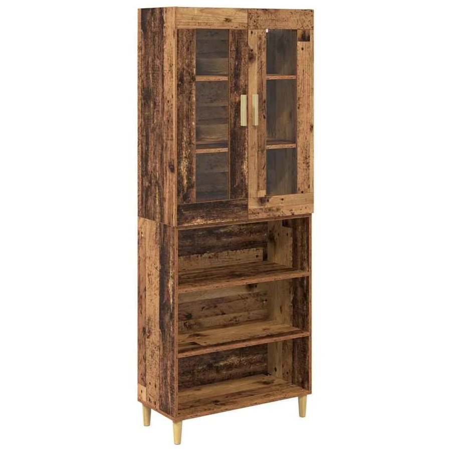 vidaXL Highboard Altholz in Braun aus Engineered Wood und Glas, B/T/H: 69,5 x 34 x 180 cm - Bild 2