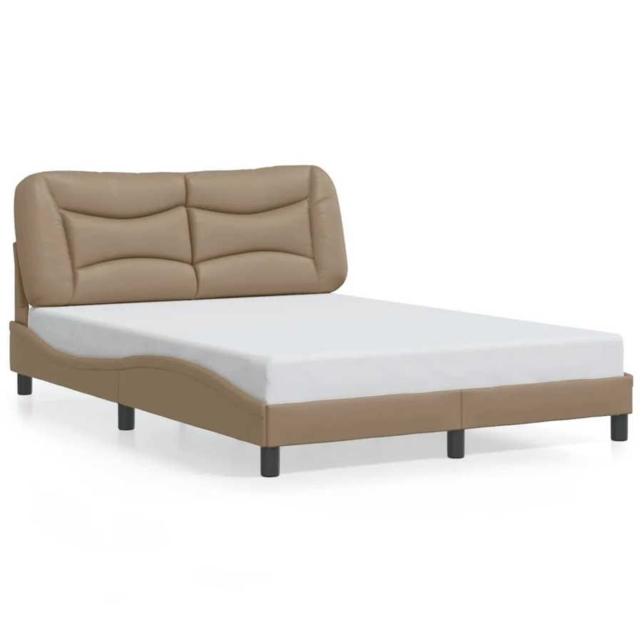 vidaXL Bettgestell Hvar in Cappuccino-Braun aus Kunstleder mit Maßen B: 140 cm, H: 218 cm, T: 145 cm - Bild 2