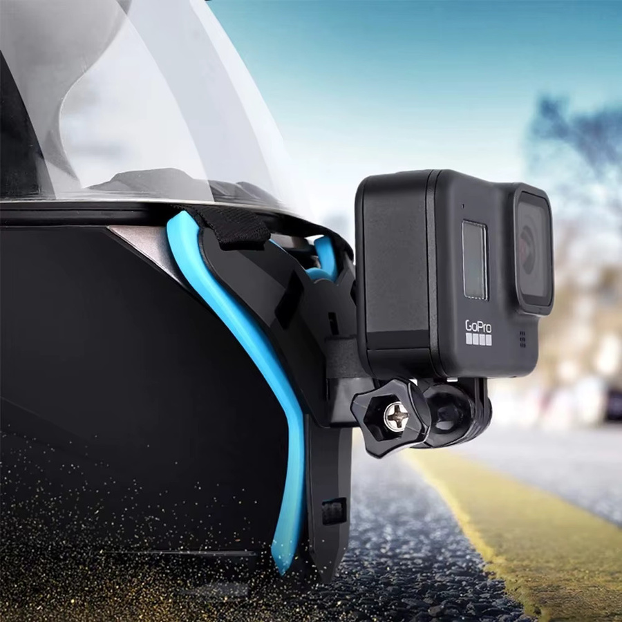 EXSKOF Motorradhelm-Kinnhalterung mit Verlängerungsband in Schwarz für GoPro Hero 13 12 11 10, SJCAM, AKASO und DJI Osmo Action Kameras - Bild 2