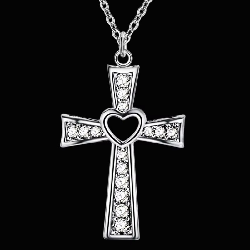 SAY Halskette 925 Silber, Herz-Kreuz-Anhänger, Zirkonia, Damen - Bild 5