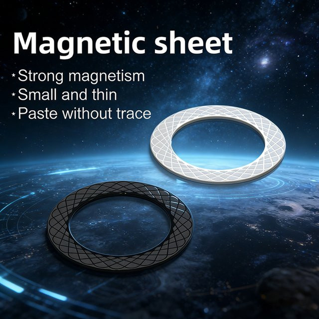 QGhappy Magnetische Telefonringplatte für MagSafe kabelloses Laden, schwarzer Magnetfolien-Aufkleber für iPhone und Samsung Handyhalterungen im Auto - Bild 1