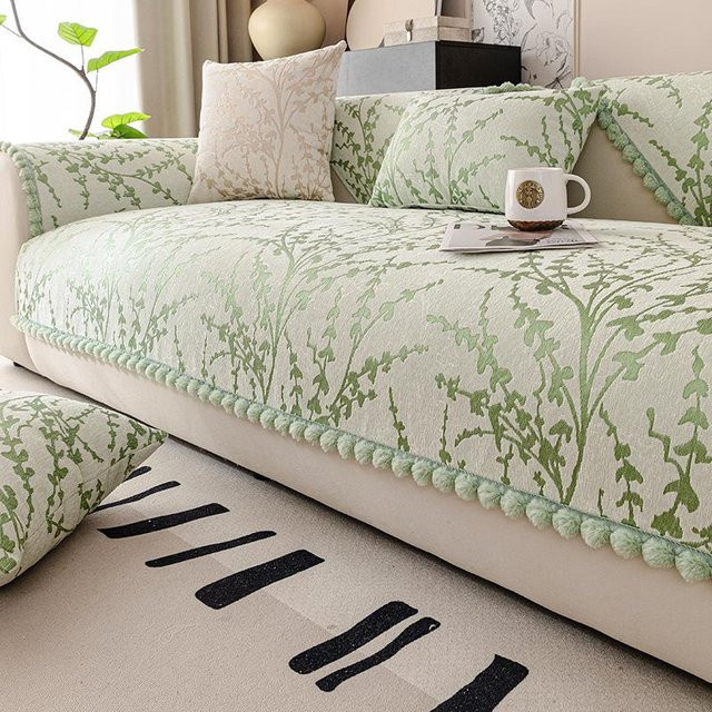 Sofa-Kissen im französischen Stil aus Chenille, rutschfeste Sofa-Schutzhülle für das Wohnzimmer, Farbe: Grün, Breite: 70 cm, Höhe: 70 cm - Bild 1