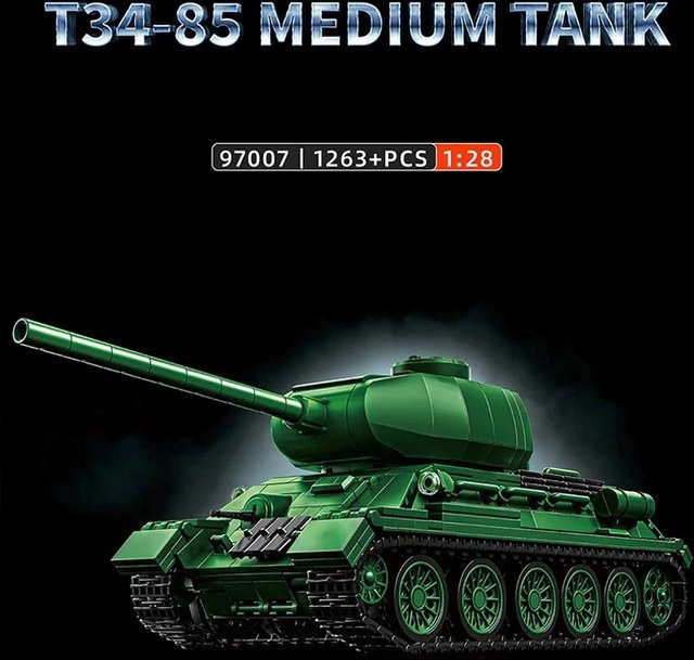 barweer T34-85 Mittlerer Panzer, Klemmbausteine, 1:28, 1263 Teile - Bild 1