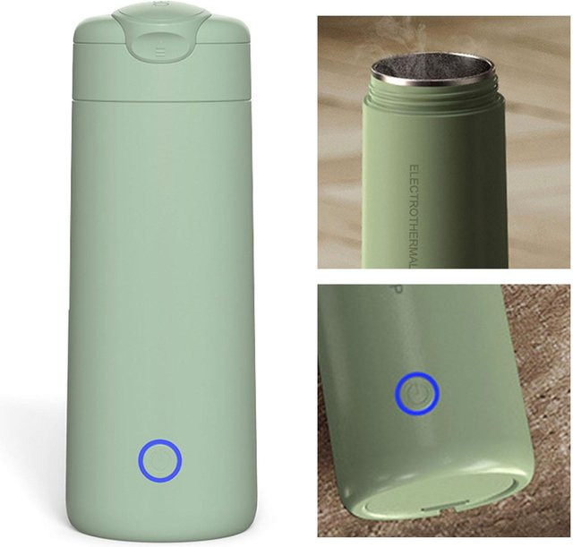 Igeteck Tragbarer Elektrischer Heizwasserbecher Mini Wasserkocher mit Automatikfunktion und Warmhaltefunktion in Olivgrün - Bild 1