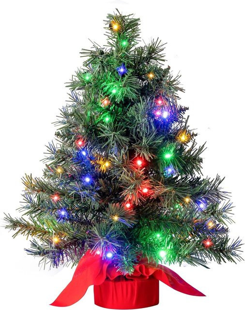 Discover Intime Mini-Weihnachtsbaum für den Tisch mit mehrfarbigen LED-Lichtern, Grün, Höhe: 60 cm - Bild 1