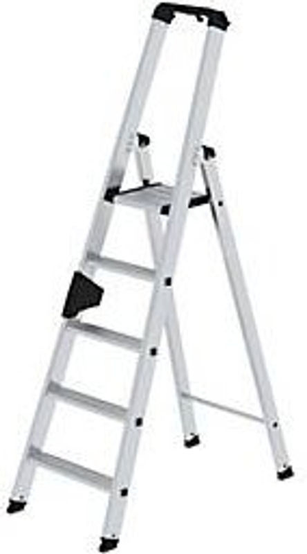 MUNK Aluminium-Stehleiter einseitig begehbar mit 5 Stufen in Silber - Bild 3
