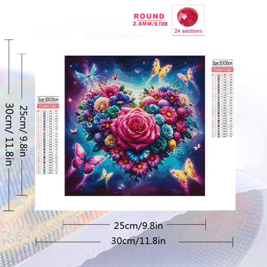 EverShine DIY Diamantmalerei Set mit Blumen, Rosen und Schmetterlingen in Multicolor als Strass-Mosaik mit Full Round Steinen - Bild 2