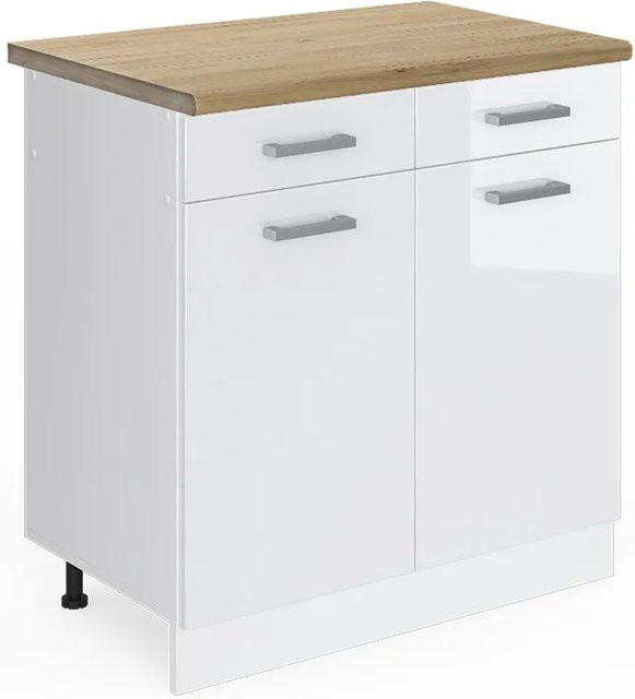 Vicco R-Line Küchenschrank als Schubladenschrank in Weiß Hochglanz und Eiche, freistehend - Bild 1