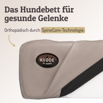 SABRO Hundebett KUDDE aus Kunstleder in Beige mit orthopädischem Schaumstoff und abnehmbarem Bezug, B/T/H: 85 x 70 cm - Bild 2