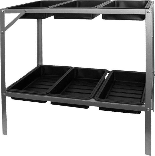 Nature Anzuchttisch mit 6 Kunststoff-Trays auf 2 Etagen für Saat- und Umtopfarbeiten B/T/H: 77 x 77 x 40 cm - Bild 1