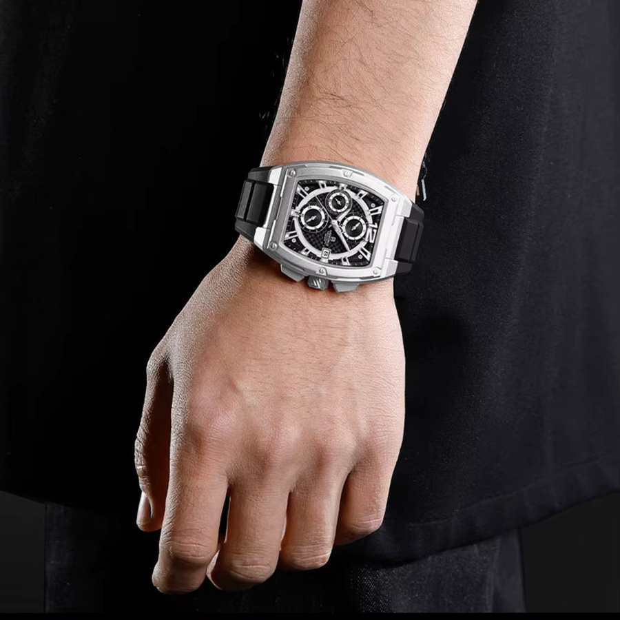 NAVIFORCE Chronograph Armbanduhr, Quarz, Silikonband, Schwarz, Herren - Bild 2