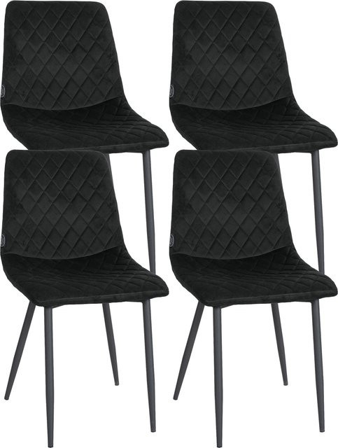 CLP 4er Set Esszimmerstühle Telde aus Samt mit gestepptem Sitz und Metallgestell in Schwarz - Bild 1