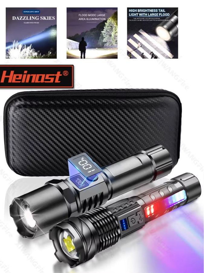 Heinast LED-Taschenlampe mit wiederaufladbarem Akku in Schwarz für Outdoor, Camping und Garten - Bild 5