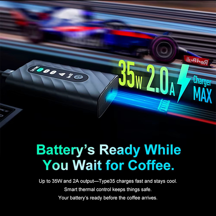 SKYRC Typ35 Smart Batterie Ladegerät für LiPo, LiHV und LiFe Batterien, 2-4S, PD 3.0 USB-C, Schwarz - Bild 2